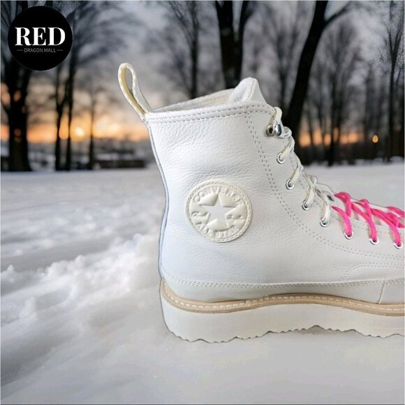 Converse Chuck Taylor Ivory Off White Leather Crafted Boot Men's 8/ Women's 9.5 - Picture 12 of 15